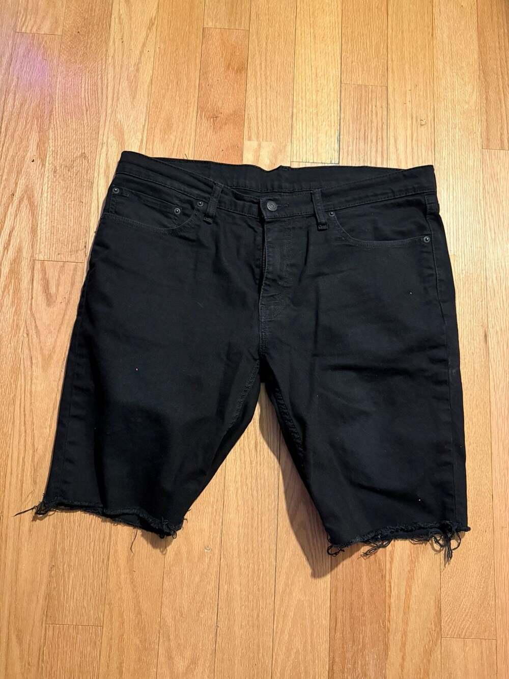 Levi's 511 Slim Denim Shorts Size 36 Black Cut Off Raw Hem